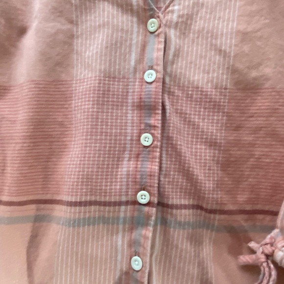 Madewell peach orange plaid button front blouse - Picture 4 of 5